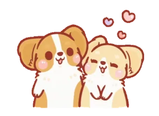 😘 собаки, щенки, милые, сердечки, мультфильм, животные telegram sticker