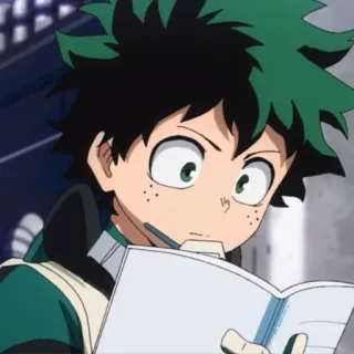 🥦 Izuku Midoriya My Hero Academia anime, manga, character, student, writing, studying telegram sticker