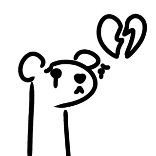💔 sad, broken heart, bear, cartoon, minimalist, cute telegram sticker
