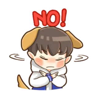 🙅‍♂ NO! não, negação, cachorro, anime, desenho animado telegram sticker