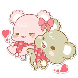 💑 ursos, desenho animado, fofo, amor, cachecol, kawaii telegram sticker