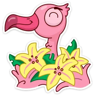 🌻 火烈鸟, 鸟, 热带, 可爱, 贴纸, 花, 粉色 telegram sticker