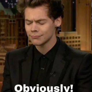 😌 Harry Styles Obviously! meme, reaction, celebrity, funny, expression, pop culture telegram sticker