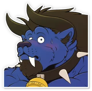 😳 Furry, Cartoon, Monster, Dier, Creatuur, Blauw, Fantasy telegram sticker