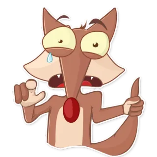 😱 volpe, cartone animato, animale, adesivo, triste, pollice in su telegram sticker