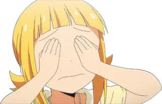🙈 ragazza anime, piangendo, nascondersi, triste, coprire occhi telegram sticker