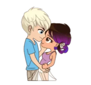 💑 만화, 커플, 사랑, 로맨스, 포옹 telegram sticker