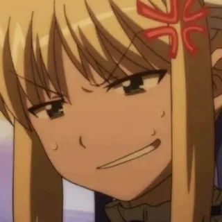 💙 anime, enojado, irritado, frustrado, expresión, dibujo animado, rubia, chica telegram sticker