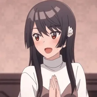 😀 anime, cô gái, mỉm cười, hạnh phúc, dễ thương, hoạt hình, phụ nữ telegram sticker