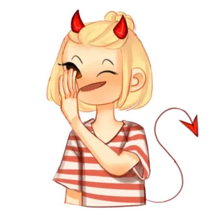 😈 devil, demon, horns, cartoon, anime, girl, cute, smiling telegram sticker