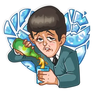 😣 アルコール, 飲酒, 漫画, 悲しい, パーティー telegram sticker