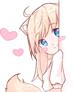 👀 Katze, Anime, Süß, Mädchen, Kawaii, Herzen telegram sticker