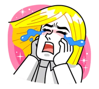 🌝 menangis, kesal, sedih, air mata, emosi, pirang telegram sticker
