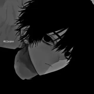 ▪️ oilexer anime, manga, black and white, portrait, boy telegram sticker