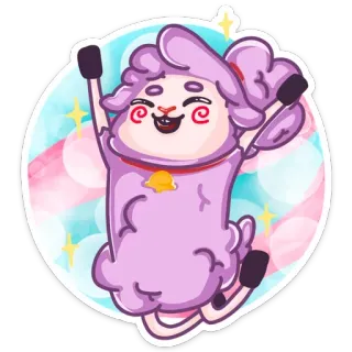 ☺️ mouton, mignon, joyeux, violet, dessin animé, animal telegram sticker