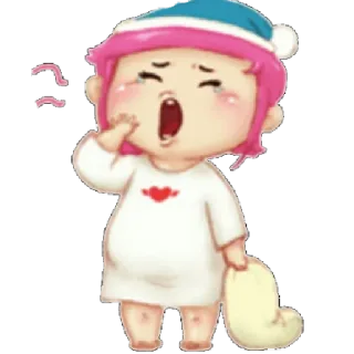 😩 endormi, bâillement, mignon, dessin animé, pyjama, vêtement de nuit telegram sticker
