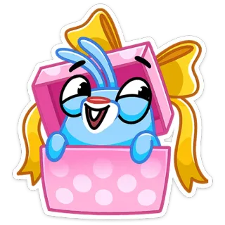 🎁 cartoon, konijn, cadeau, geschenk, schattig, dier, blij telegram sticker