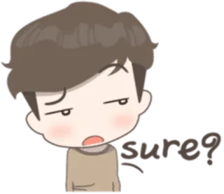 😒 sure? Dibujo animado, Expresión, Dudoso, Pregunta, Casual, Chico telegram sticker