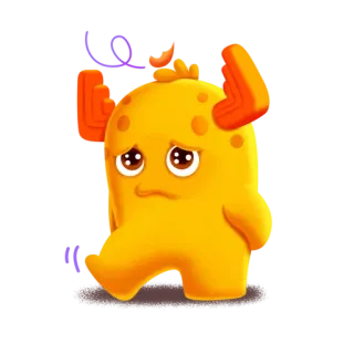 😔 carino, triste, cartone animato, mostro, giallo telegram sticker