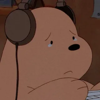 💈 triste, pleurer, ours, dessin animé, écouteurs telegram sticker