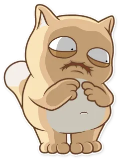 😟 cat, funny, animal, cartoon, sticker, meme telegram sticker