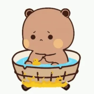 🔥 urso, banho, pato de borracha, fofo, animal, desenho animado telegram sticker