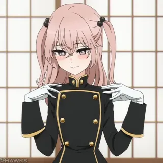 🎀 Anime, Perempuan, Karakter, Rambut pink, Seragam telegram sticker