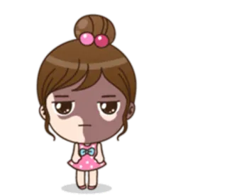 😐 desenho animado, menina, bonitinho, adesivo telegram sticker