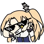 😎 Аниме, Манга, Персонаж, Солнцезащитные очки, Пиксельный, Знак мира telegram sticker