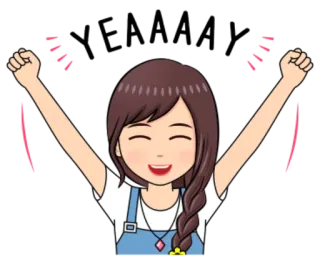 😆 Desenho animado, Menina, Feliz, Celebração, Alegre, Animando whatsapp sticker