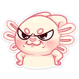 😠 aksolotl, zły, kreskówka, słodki, śmieszny, mem whatsapp sticker