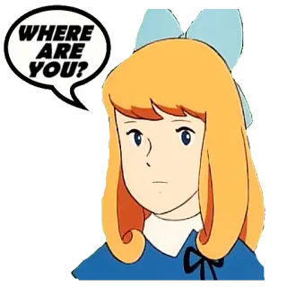 😑 WHERE ARE YOU? Cartone animato, Ragazza, Ricerca, Domanda, Anime, Carino telegram sticker