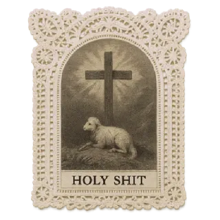 🪽 HOLY SHIT religioso, croce, agnello, volgarità, offensivo telegram sticker