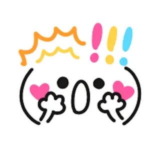 😮 mignon, kawaii, exclamation, surpris, coeurs whatsapp sticker
