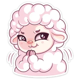 😈 овца, животное, милый, розовый, пушистый telegram sticker