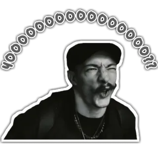 😯 yoooooooooooo? homme, moustache, visage, expression, yoooo telegram sticker