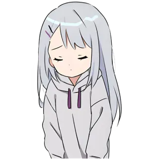 😔 anime, girl, cute, sad, kawaii telegram sticker
