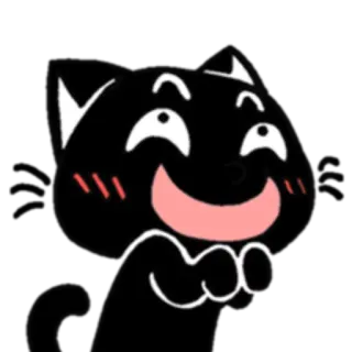 😄 cat, cartoon, animal, black, cute, happy telegram sticker