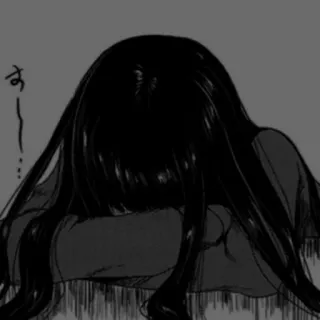 🖤 す… 动漫, 漫画, 悲伤, 情绪化, 沮丧, 头发, 阴郁 telegram sticker