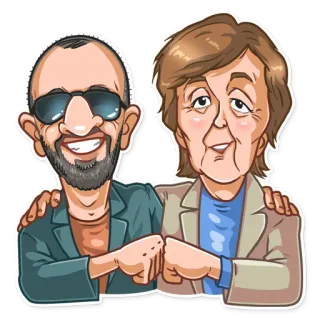 🤗 リンゴ・スター, ポール・マッカートニー, ザ・ビートルズ, 漫画, 音楽, 有名人 telegram sticker