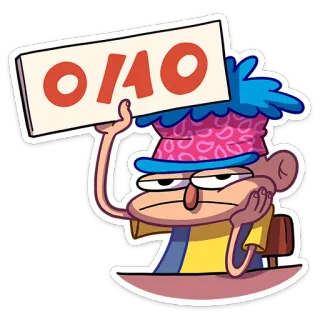 😕 0/10 rating, cartoon, score, humor, character, expression telegram sticker