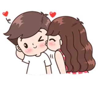😚 dessin animé, amour, couple, baiser, romance, cœur telegram sticker