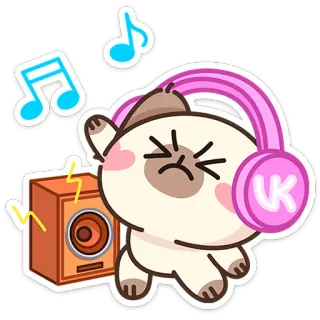 🎧 chat, écouteurs, musique, haut-parleur, dessin animé, mignon, animal telegram sticker