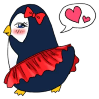 ❤️ пингвин, милый, любовь, сердце, бант, юбка telegram sticker