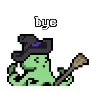 🖐 bye พิกเซลอาร์ต, แม่มด, บ๊ายบาย, โบกมือ, พ่อมด, เวทมนตร์, การ์ตูน telegram sticker