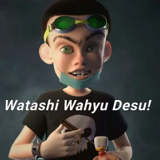 😱 Watashi Wahyu Desu! animation, personnage, crâne, jouet, lunettes telegram sticker