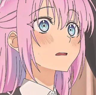 😍 anime, girl, pink hair, blush, cartoon, character telegram sticker