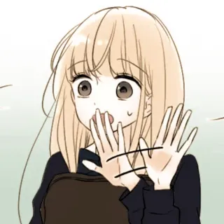 🦊 anime, meisje, geschrokken, cartoon, portret, manga telegram sticker