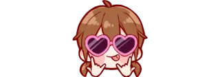 😎 Dziewczyna anime, Naklejka, Okulary serca, Wystawiony język, Rock on, Słodkie, Kreskówka, Zabawa telegram sticker