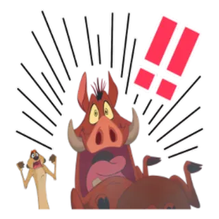 ❕ Pumbaa The Lion King Pumbaa, The Lion King, Disney, surprise, cartoon, animation, shock telegram sticker